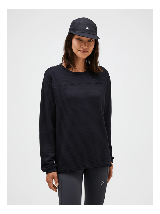 Women Trail Grid Fleece Crew Black Women Trail Grid Fleece Crew Black