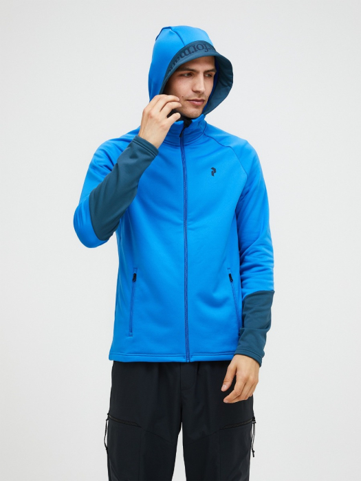 Peak Performance Rider Essentials Midlayer Zip Hood Men AZURE ASCENT model Peak Performance Rider Essentials Midlayer Zip Hood Men AZURE ASCENT model